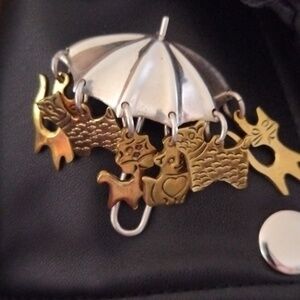 "Raining Cats and Dogs Brooch